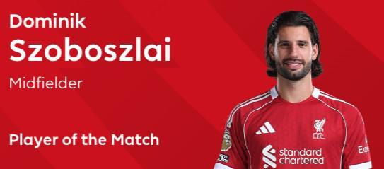 开云体育官网-超远任意球破门，索博当选利物浦vs阿森纳全场最佳球员